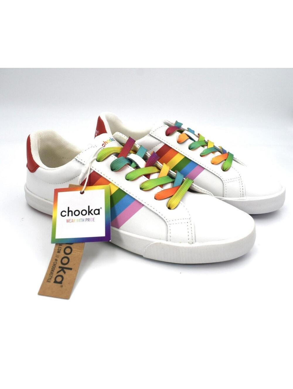 Chooka Pride LGBTQ+ Sneaker White Rainbow Ombre Women 7/Men-Big Kids 5.5 NWT